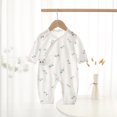 thumbnail image 2 of Abtuhar Newborn Summer Long Sleeve Rompers Seamless Breathable Hook Loop Closure Kids Bodysuits 0-6M, 2 of 5