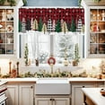 thumbnail image 3 of Kitchen Curtains Tiers and Valances Set, Merry Christmas Tree Snowflake Winter Red and Black Plaid Rod Pocket Valance Short Window Decor Curtains for Kitchen Cafe Bathroom, 27.5"x24", 3 Pieces Set, 3 of 5