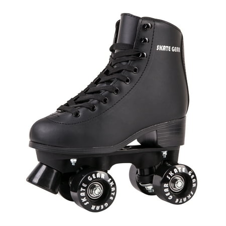 Cal 7 Roller Skates for Indoor & Outdoor Skating, Faux Leather Boot with Quad Design, Ankle Support Frame, Adults & Kids (Black, Youth (Best Outdoor Quad Skates)