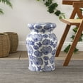 thumbnail image 5 of JONATHAN Y Poppies 17.7" Ceramic Garden Stool, White/Blue, 5 of 6