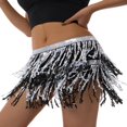thumbnail image 1 of Jupe Ventre pour Femmes Jupe Mini à Franges Pailletées avec Sangles de Taille Réglables pour Danse Performance Rave Party, 1 of 8