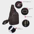 thumbnail image 6 of Kugisaki Chest Bag Sling Bag Shoulder Crossbody Bags Multiple Zippered Compartments Adjustable Strap with Earphone Hole Casual Outings, 6 of 6