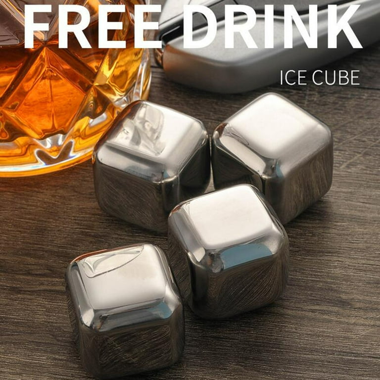 6/8x Reusable Bullet Ice Cubes Stainless Steel Chilling Stones for Whiskey  Drink