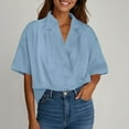 thumbnail image 3 of yillto Womens Blouse Top V Neck Short Sleeve Loose Dressy Shirts Causal Business Work Office Tee, 3 of 3