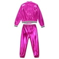 thumbnail image 4 of Eandarui Kids Boys Girls Long Sleeves Bomber Jacket and Sweatpants Set Jazz Hip Hop Metallic Dance Rose 12, 4 of 5