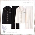 thumbnail image 2 of Pijamas de pareja de primavera y otoño Ropa de hogar de algodón de otoño para mujer y hombre Pantalones de manga larga Traje Cárdigan Solapa con botones delanteros Casual Hogar, 2 of 6