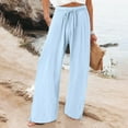 thumbnail image 2 of Huowey Women's Pants Daily Mid Waist Pockets Elastic Waist Solid Color Loose Pants Casual Long Trousers, 2 of 5