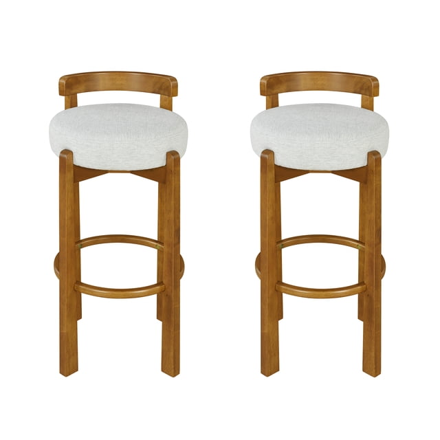 Elise Modern Round Seat Bar Stool,Ivory
