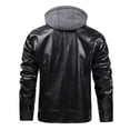 thumbnail image 6 of Sevevn Men Faux Leather Jacket Full Zip Up Detachable Knit Hood Regular Fit Faux Leather Fabric Chest Zip Pocket Side Zip Pockets Straight Cuffs For Casual Wear, 6 of 7