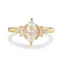 solitaire jewels 1.5CT Marquise Moissanite 5 Stone Engagement Ring For Women, 14K Yellow Gold