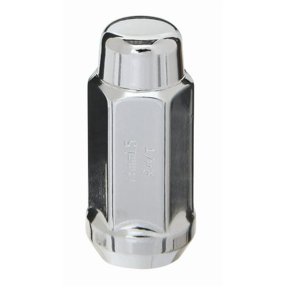Vista Lug Nuts Lug Nut DPC1014L 14 Millimeter X 1.5 Thread Size; 60 Degree Conical Bulge; Acorn Lug; Use With Steel/Aluminum Wheels; 1.90 Inch Overall Length; 3/4 Inch Hex Size; Chrome Plated; Steel