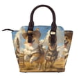 thumbnail image 2 of Zufioo Farm Corgi German Shepherd Print Leather Rivet Shoulder Bag, Microfiber PU Leather Adjustable Shoulder Strap Handbag, Ideal Gift for Women-One Size, 2 of 6