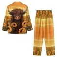thumbnail image 7 of SEANATIVE Highland Cow Sunflower Button Down Pajamas Women 2 PCS Womens Long Sleeve Pajama Sets Size M Comfy Ladies Top and Pants Pjs Lounge Sleepwear Sets with Pocket, 7 of 7
