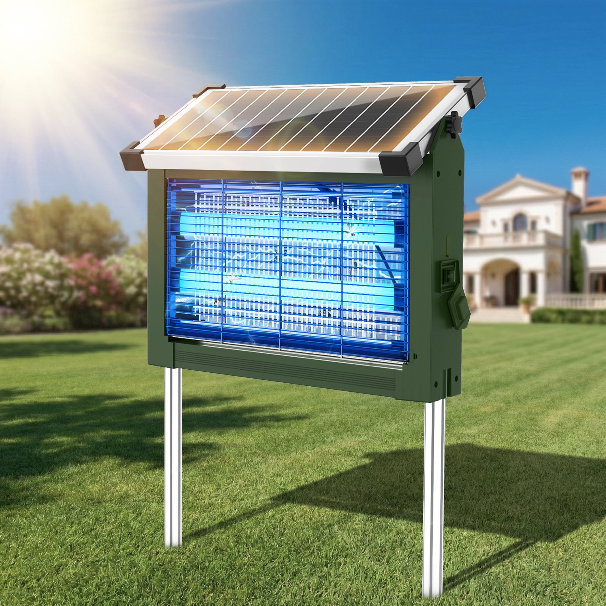 Rossetta Solar Bug Zapper Light, 4500V Waterproof Mosquito Zapper, Dual Power (Solar & Usb) for Indoor & Outdoor, Green