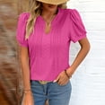 thumbnail image 6 of FLMEI Women's Spring Summer Shirt Tops Casual V Neck T Shirts Womens Short Sleeve Blouses Solid Colour Tees S-XXL, 6 of 9