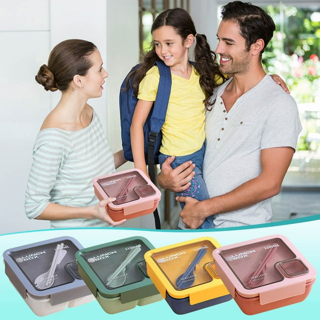 Lonchera Portátil Compartimentos Integrados, Gran Capacidad, Cubiertos Incluidos, Cierre Hermético, Multifuncional, Ideal para Oficina, Picnic y Escuela, 800-1000 Ml.
