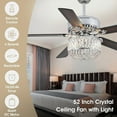 thumbnail image 6 of BayDay 52" Farmhouse Ceiling Fan with Lights & Remote, Crystal Chandelier, Wood Blades, Quiet Motor, 6-Speed, Timer, Modern Lighting for Living Room, Bedroom, Dining Room, Chrome Finish, 6 of 8