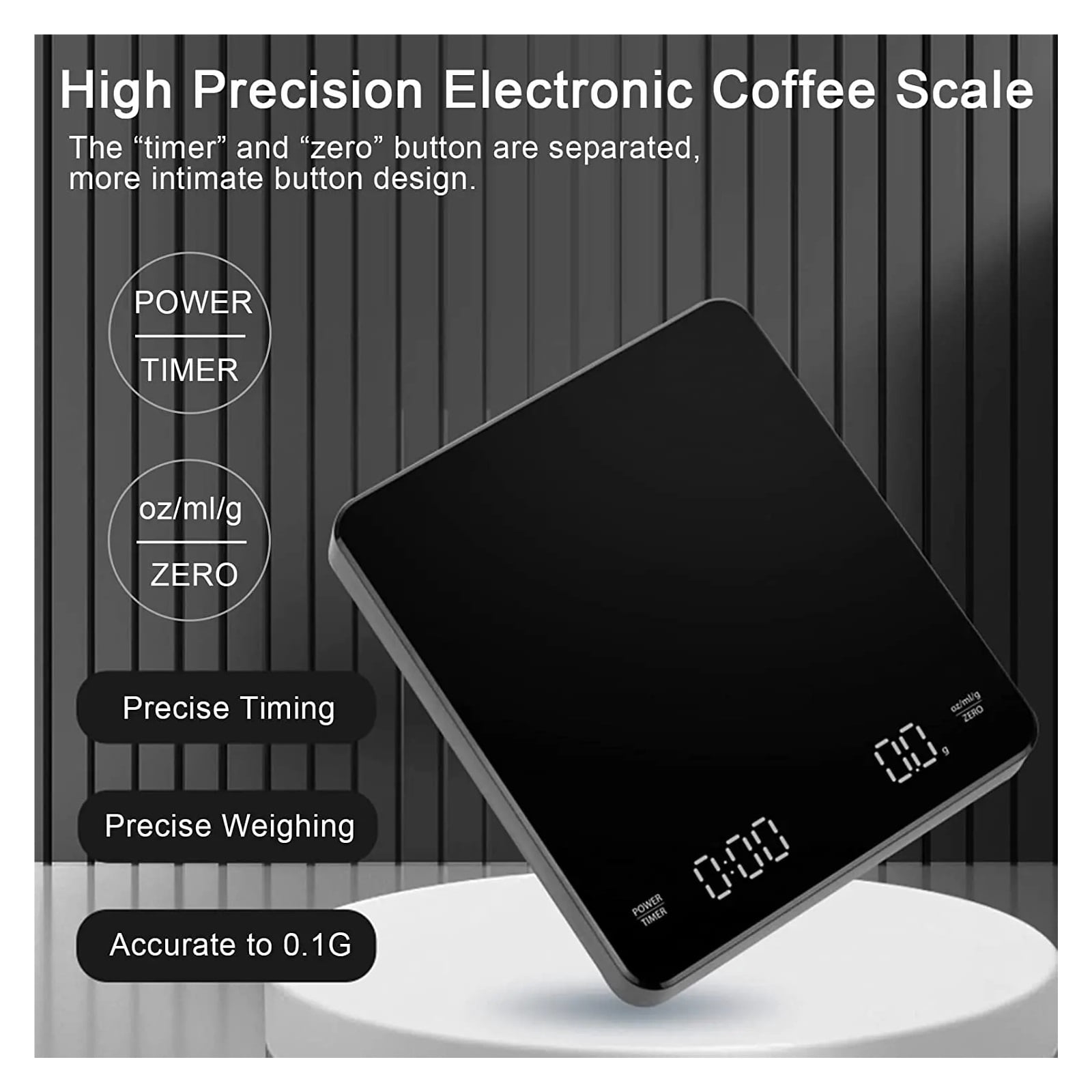 Smart LED Screen Coffee Scale Kitchen Scales, 3kg/0.1g Mirror+Basic+Electronic Scale Built-in Auto Timer Pour Over Espresso ,Simple Operation