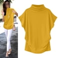 thumbnail image 5 of WCJM Women's Summer Short Sleeve Loose T Shirt High Low Hem Babydoll Peplum Women's Short Sleeve T-Shirt Women's Summer Solid Color High Neck Loose Casual Short Sleeved T Shirt Top, 5 of 5