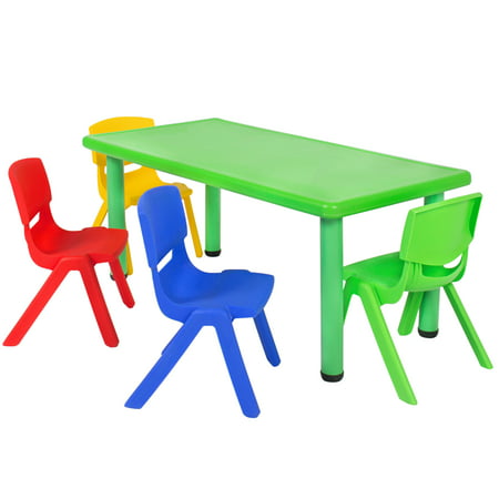 Best Choice Products Kids 5-Piece Plastic Activity Table Set w/ 4 Chairs,