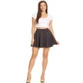 thumbnail image 4 of fashionjoa solid casual comfy sexy pleated thick waistband a-line mini skirt charcoal m, 4 of 5