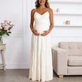 thumbnail image 2 of Gyujnb Thin Spaghetti V Neck Strap Maxi Dress All Over Ditsy Floral Print Lace Up Back Tie Fitted Bodycon Cut Elegant Gown for Maternity Photoshoot,L, 2 of 7