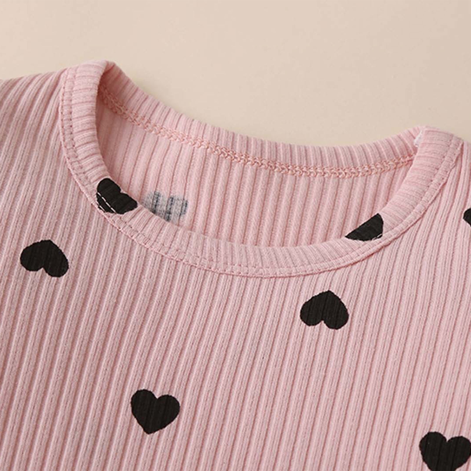Newborn Baby Girl Clothes Ruffle Long Sleeve Romper Tops Pants Headband Infant Cute Heart Print Fall Outfits