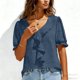 thumbnail image 4 of Camisas de Manga Corta para las Mujeres Blusa de Suéter de Cuello en V Casual para las Mujeres, Top de Estiramiento Suave para Uso Diario Y de Fiesta, 4 of 7