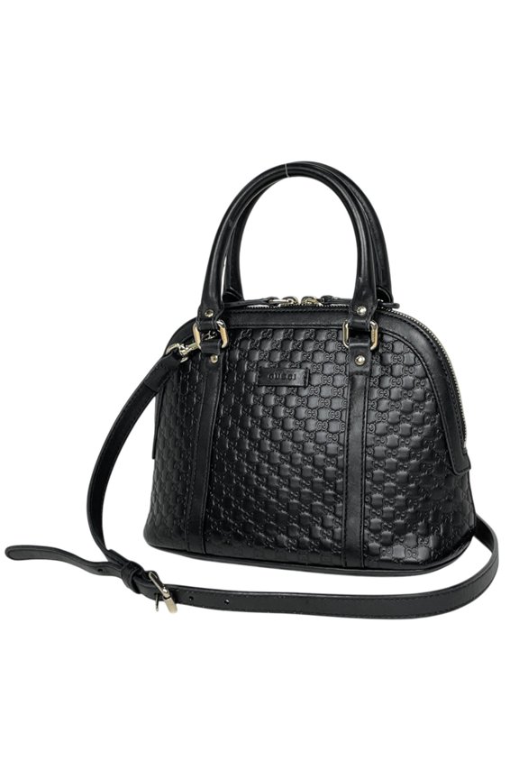 Pre-Owned Gucci Microguccissima Handbag, 2-Way, Shima Leather, Black, 449654, Women's