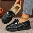 thumbnail image 4 of Mocassins Noirs pour Femmes avec Nœud, Bout Rond, Confortables, Doublés en Molleton, Chauds pour l'Automne et l'Hiver, Tenue Décontractée de Tous les Jours et Assortie Polyvalente, Taille 43, 4 of 9