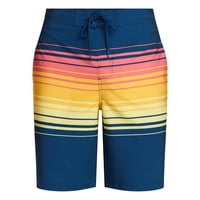 George Men's E-Board Swim Trunks with UPF 50+ & 9" Inseam (Dark Navy Stripe)