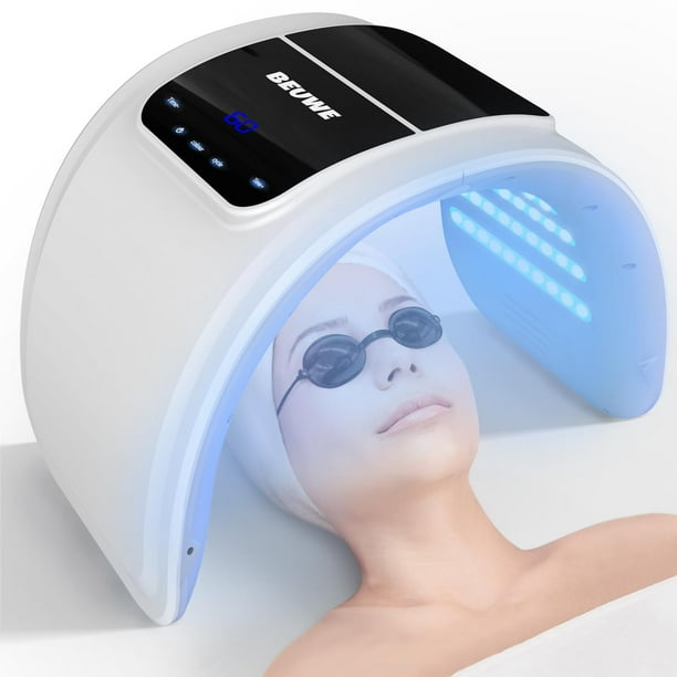 Mascarilla facial LED con terapia de luz roja y azul para el cuidado de la piel en casa