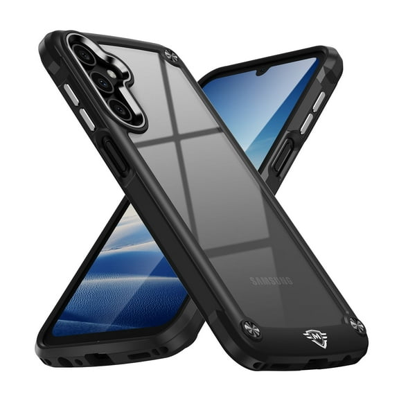 For Samsung Galaxy A15 5G Ultimate Hybrid Transparent Rubber with Metal Buttons & Camera Edges Hard TPU Frame Corner Bumper Cover ,Xpm Phone Case [ Black ]