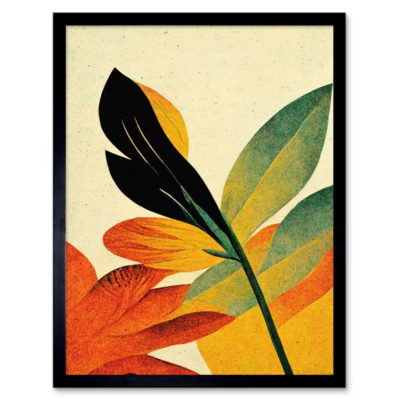 Autumn Creeps In. Abstract Plant Tree Leaf Painting Art Print Framed Poster Wall Decor 12x16 inch