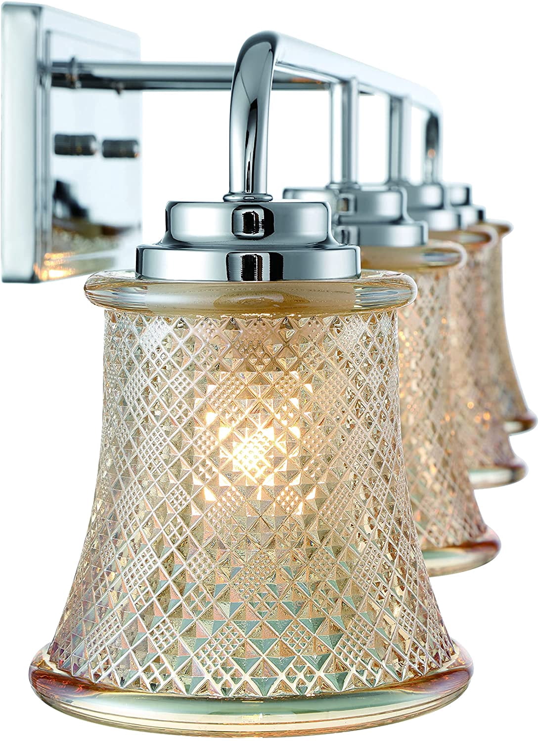 Vanity Art Elegant Cut Crystal Glass 4 Lights Bath Vanity Light for Over Mirror Hallway Living Room | Modern Wall Lighting with Clear Glass Shade Bathroom Light Fixtures W5004CH-B02