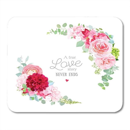 KDAGR Floral Round with Pink Rose Hydrangea Camellia Red Dahlia Eucalyptus Ranunculus Green Plants Half Moon Mousepad Mouse Pad Mouse Mat 9x10