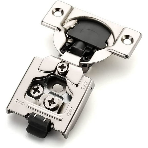 Furniware 10 Piece 1/2inch Cold-Rolled Steel Nickel Overlay Hinges, 10 Pack