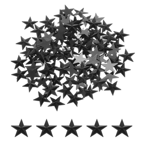 Uxcell 100Pcs Acrylic Star Rhinestone 0.55"x0.55" Flat Back Plastic Gems Jewelry Stickers Black