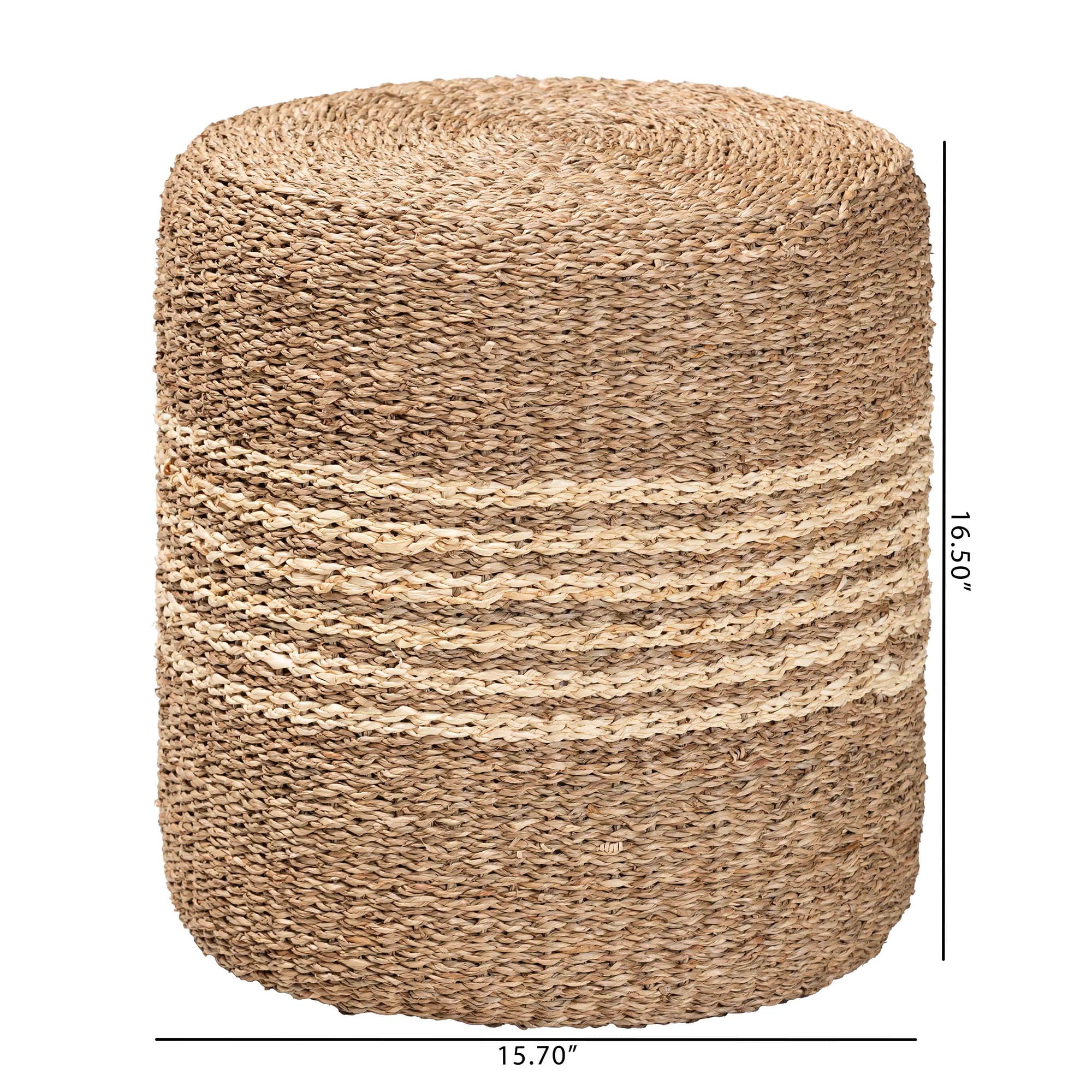 bali & pari Wickham Modern Bohemian Natural Brown Seagrass Ottoman Footstool