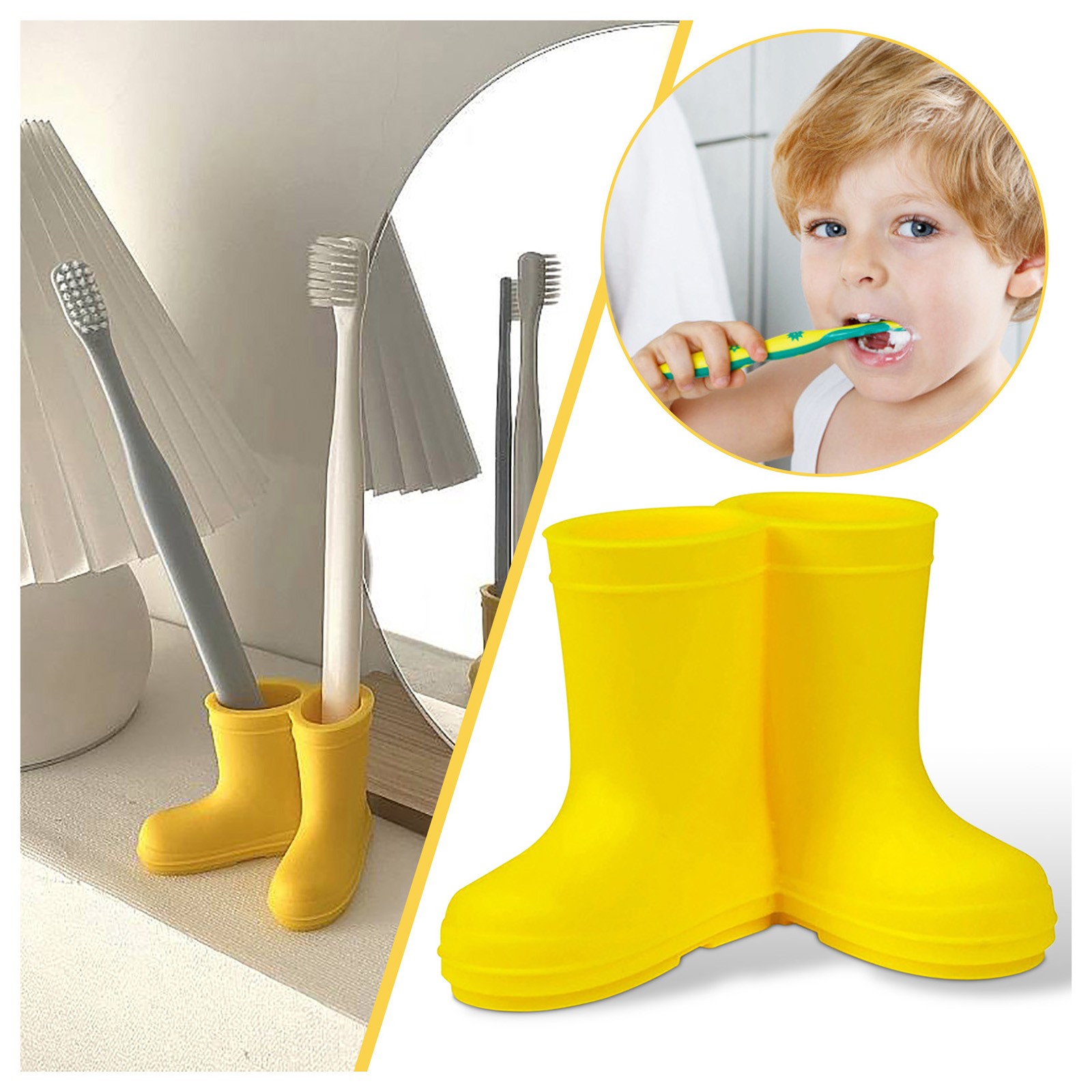 Glowki 3 Pack Rain Boot Toothbrush Holder, Adorable Toothbrush Stand