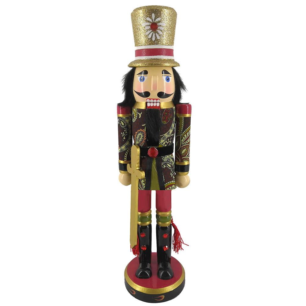 Soldier Nutcracker Paisley Jacket Sword and Top Hat 15 inch Walmart