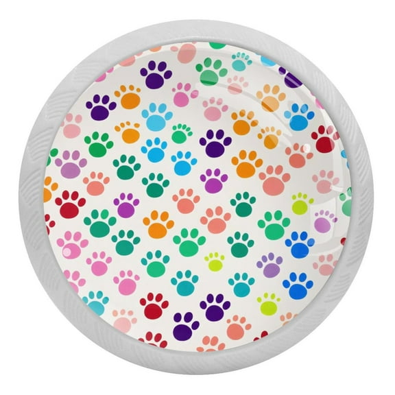 PhooArto Cute Dog Paw Footprint Pattern 4 PCS Crystal Glass Cabinet Knobs, Drawer Kitchen Cabinets Dresser Cupboard Wardrobe Pulls Handle - Glowing in the Dark
