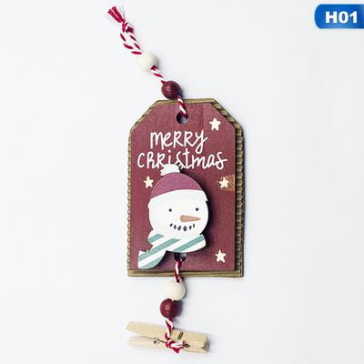 Wooden Santas To Paint KABOER New Christmas Decoration Wooden Painted Santa Pendant Creative Christmas Tree Note Clip ()