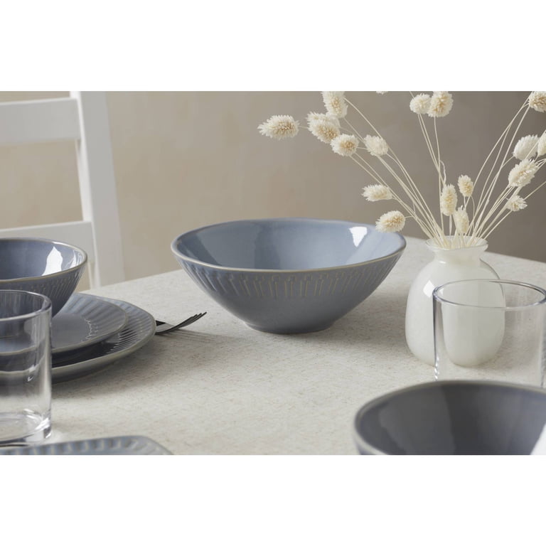 Oneida Entertain 365 48 oz Blue Stoneware Serving Bowl for Kitchen Oneida Entertain 365 48 oz Blue Stoneware Serving Bowl for Kitchen