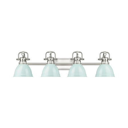 Yep by Golden Lighting Duncan 4-light Vanity in Pewter and Seafoam shade