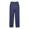 thumbnail image 4 of FNFYFH Clearance Ladies High Waist Linen Cotton Trousers Loose Fit Solid Color Long Pants, 4 of 6