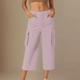 thumbnail image 2 of Hurxie Women's Sweatpants Capri Pants Cropped Jogger Running Pants Lounge Loose Fit Drawstring Waist with Side Pockets Pink,M, 2 of 7