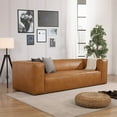 thumbnail image 3 of Aux Cayes Mid-Century Modern Furniture Genuine Leather Sofa in Tan, 3 of 3