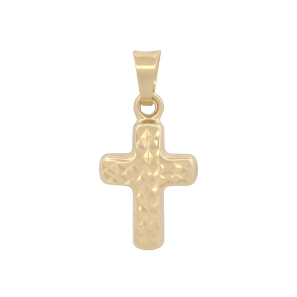 Dije Cruz Facetada 2 Vistas 1.2 cm Oro Sólido 10k