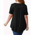 thumbnail image 4 of Auroural Clearance under $10.00 Black And Friday Deals Clearance Womens Clothes Clearance Womens Summer Tops Short Sleeve Buttons Pleated Flared Plus Size Blouses, 4 of 8